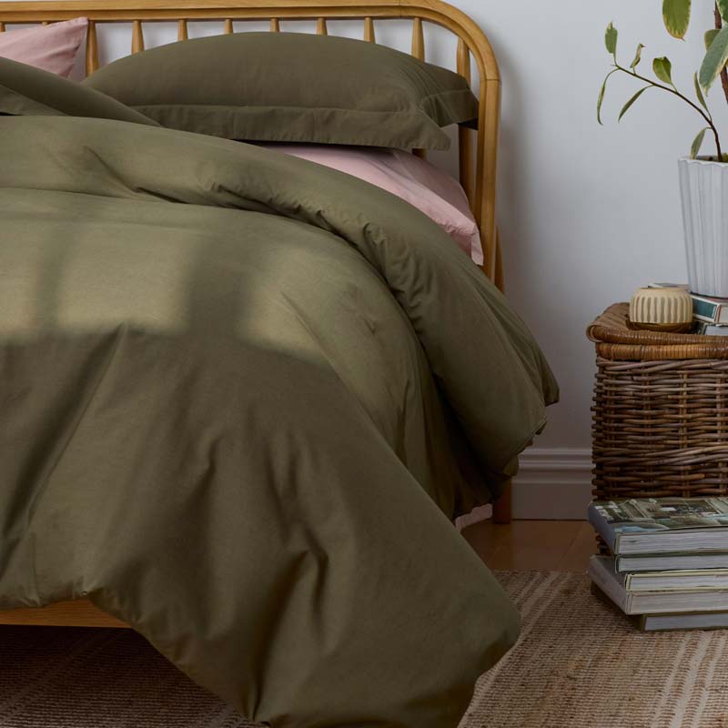 Solid Garment Washed Cotton Percale Bed Sheet Set-TheCompanyStore|61826