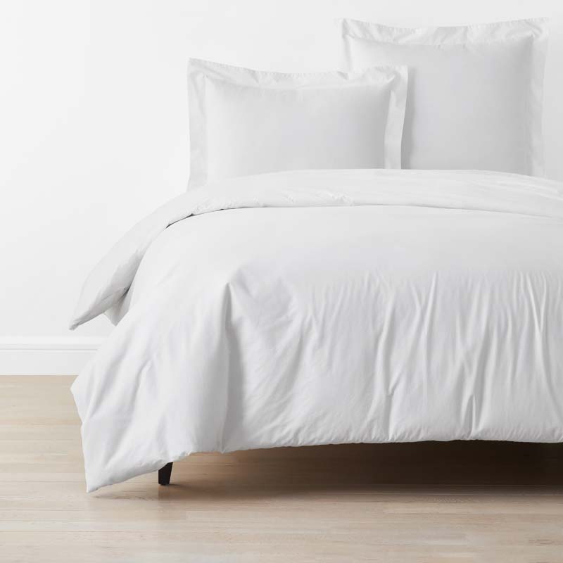 The Company Store Solid Garment Washed Cotton Percale Duvet Cover In White