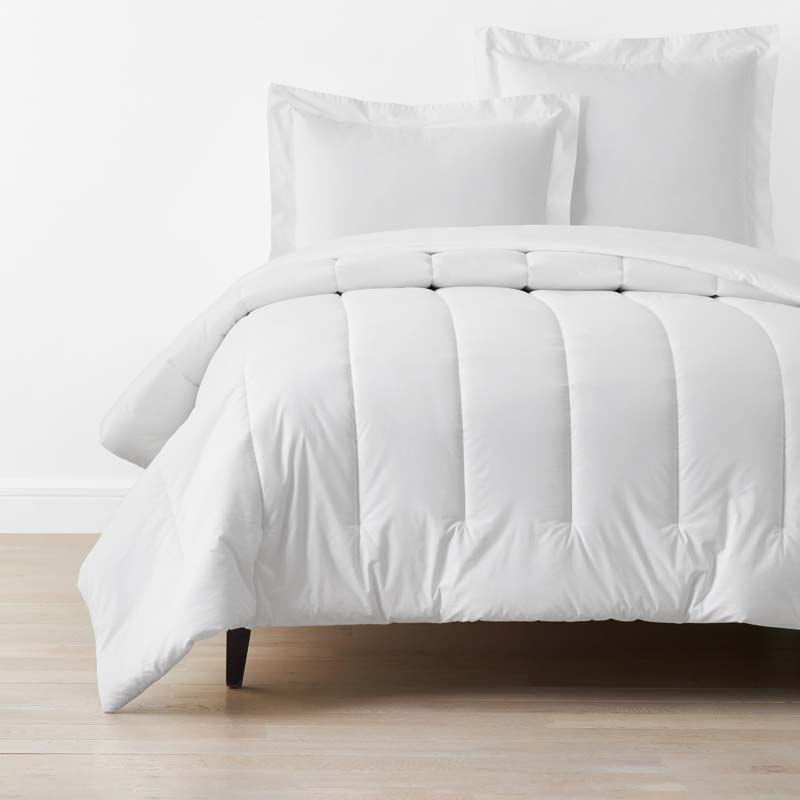 The Company Store Solid Garment Washed Cotton Percale Comforter In White