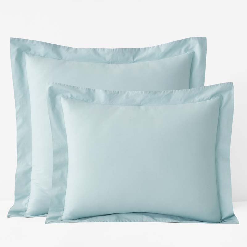 The Company Store Solid Garment Washed Cotton Percale Sham In Blue