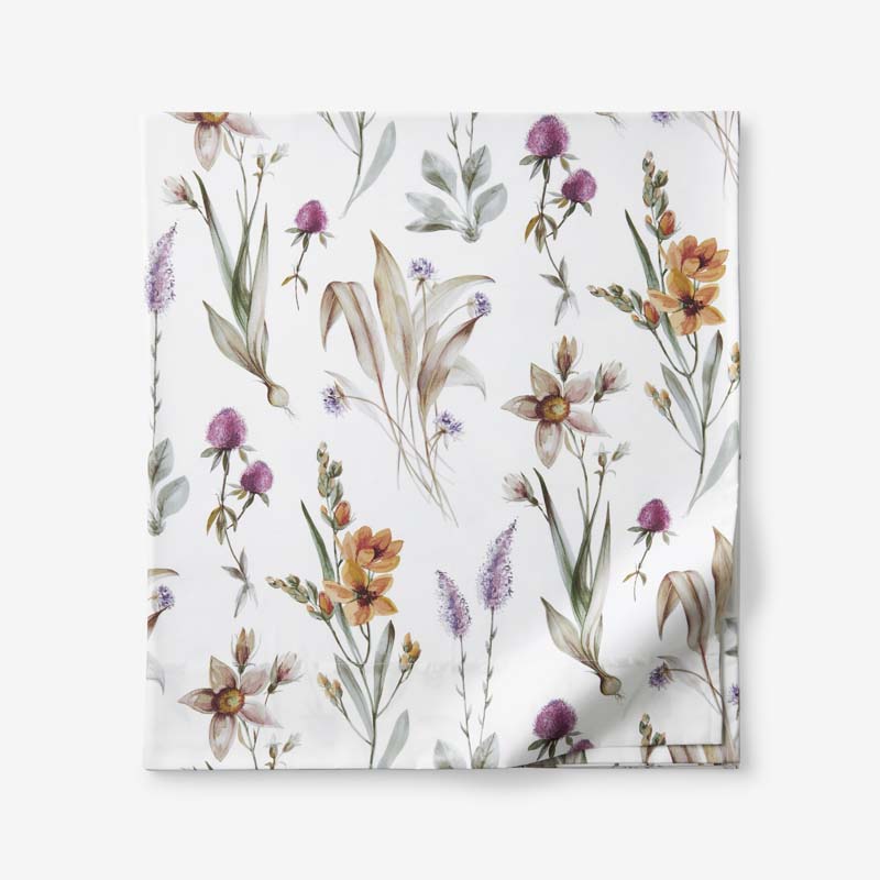 The Company Store Stem Florals Premium Smooth Wrinkle-free Sateen Flat Bed Sheet In Multi