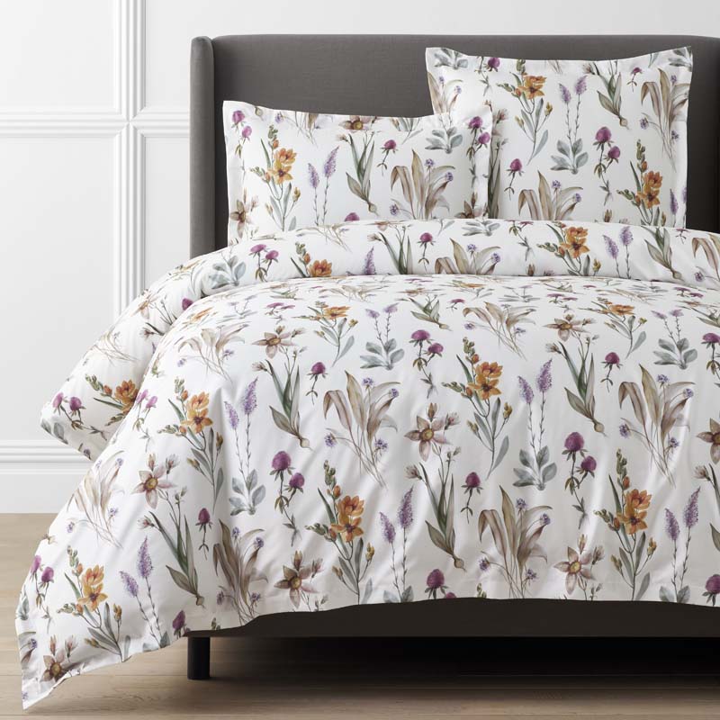 The Company Store Stem Florals Premium Smooth Wrinkle-free Sateen Duvet Cover In Multi