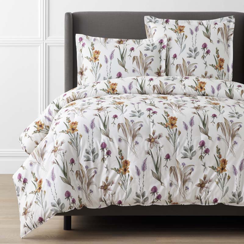 The Company Store Stem Florals Premium Smooth Wrinkle-free Sateen Comforter In Multi