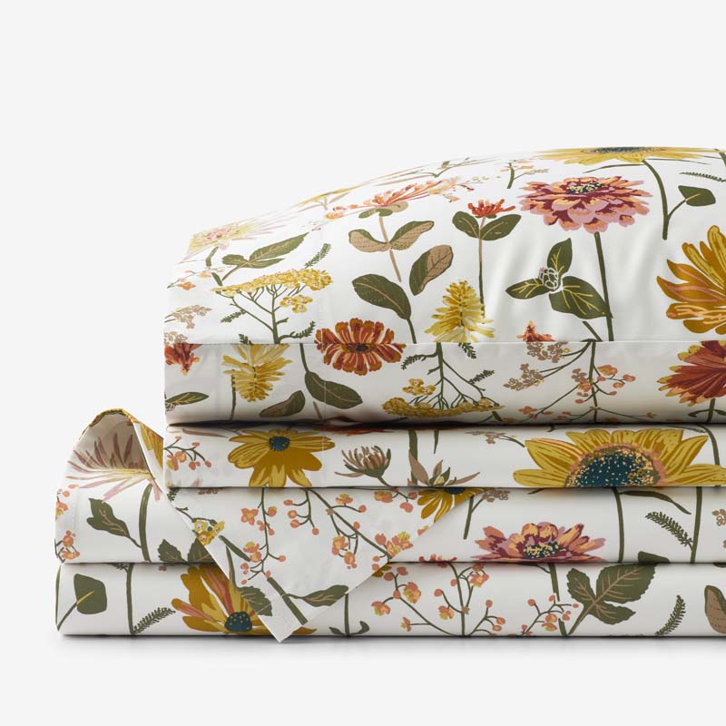 The Company Store Daisies Classic Smooth Sateen Bed Sheet Set