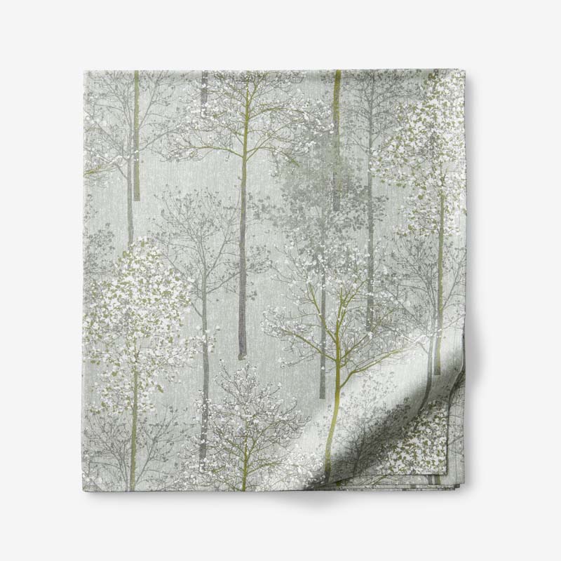 The Company Store Enchanted Trees Premium Smooth Wrinkle-free Sateen Flat Bed Sheet In Green