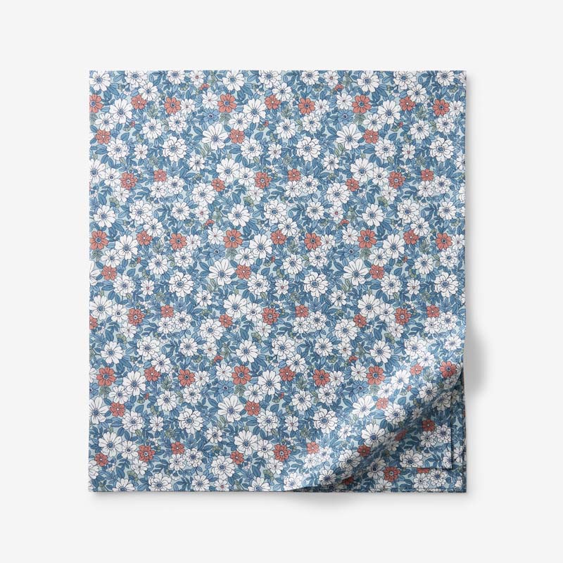 The Company Store Julienne Classic Cool Cotton Percale Flat Bed Sheet In Blue