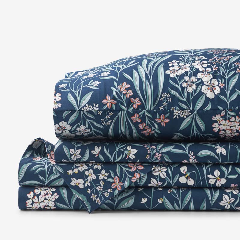 The Company Store Julienne Classic Cool Cotton Percale Bed Sheet Set In Multi