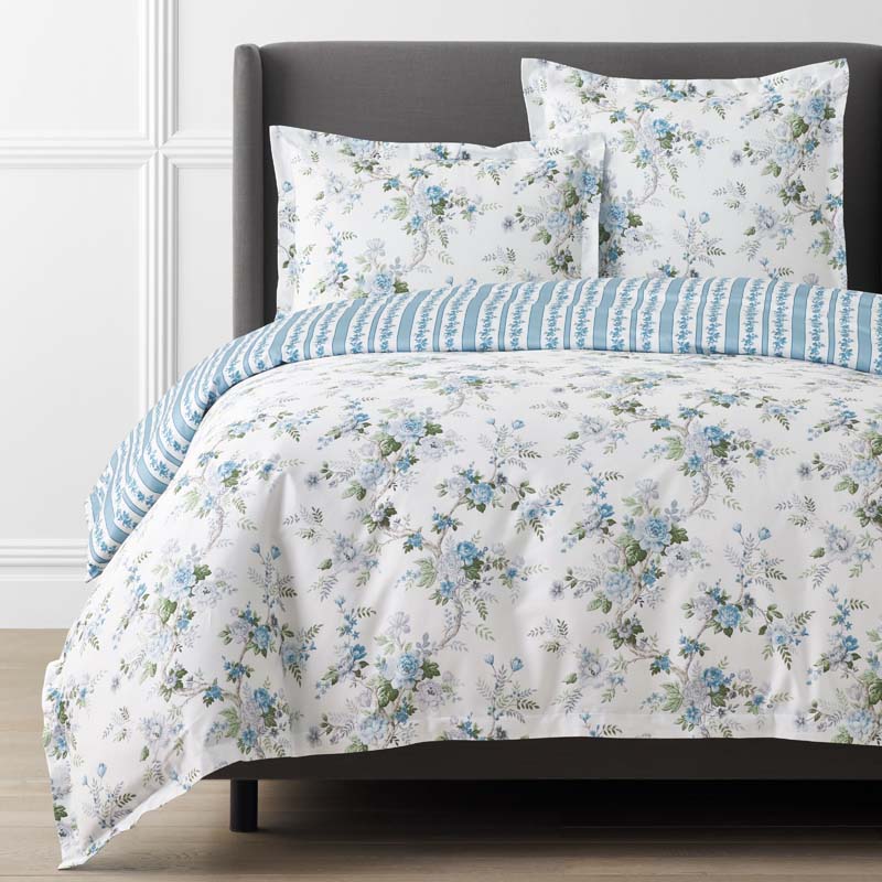 The Company Store Manor Floral Premium Smooth Sateen Reversible Duvet Cover In Multi