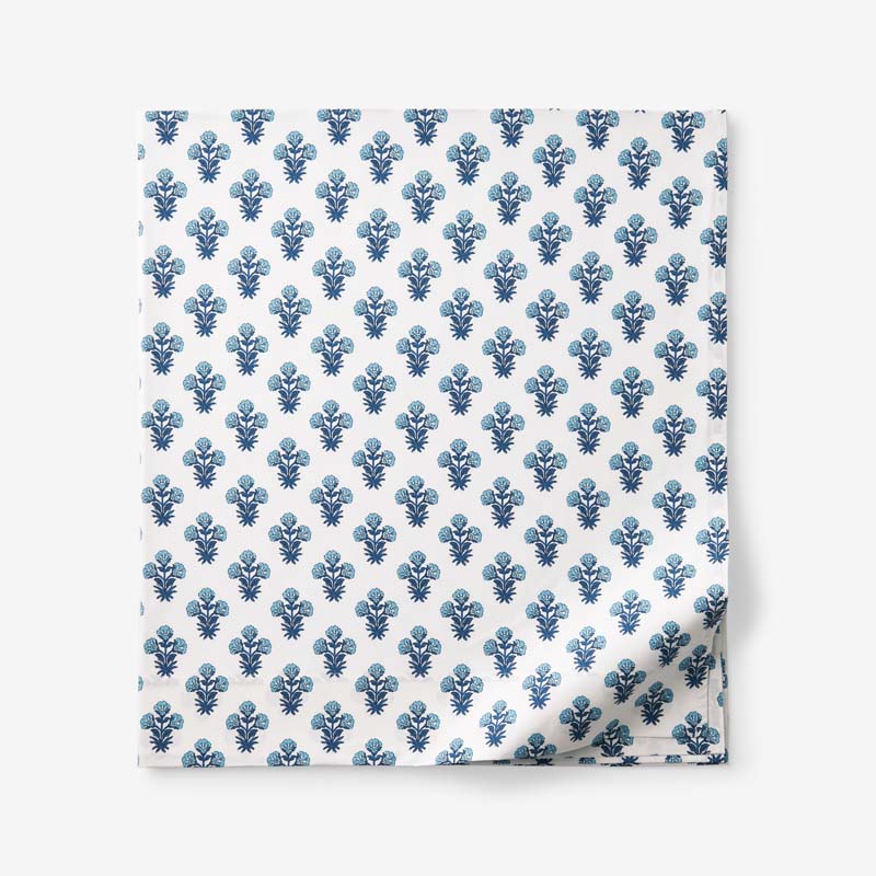 The Company Store Suhana Garment Washed Cotton Percale Flat Bed Sheet In Blue