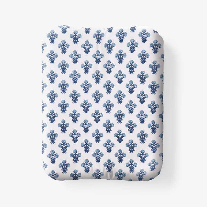 The Company Store Suhana Garment Washed Cotton Percale Fitted Bed Sheet In Blue