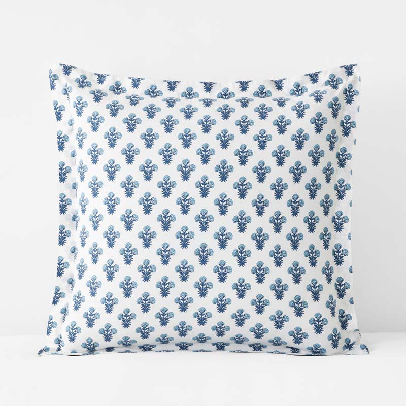 The Company Store Suhana Garment Washed Cotton Percale Sham In Blue