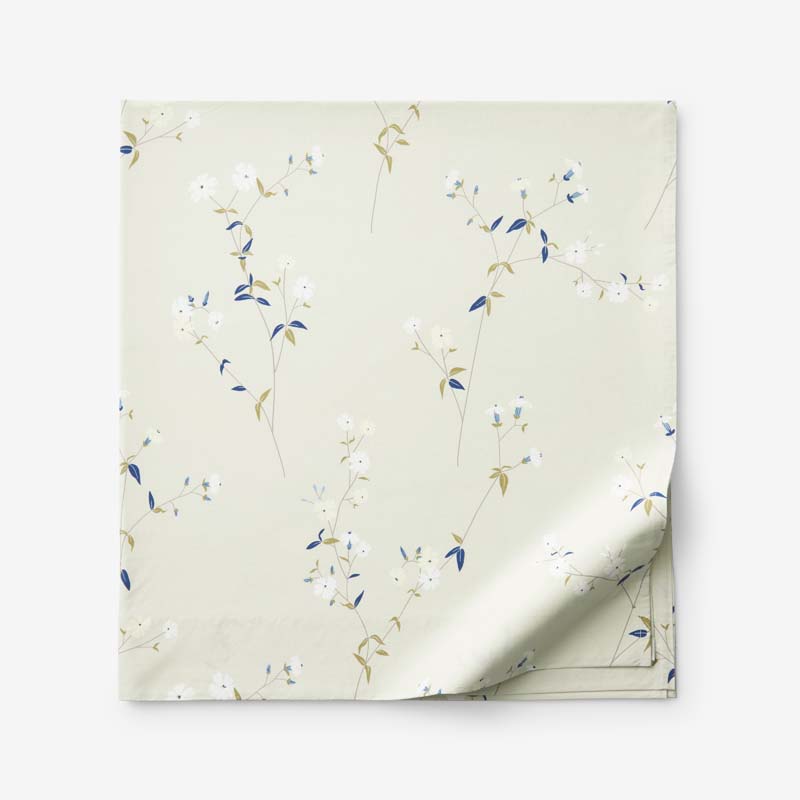 The Company Store Blossom Trail Garment Washed Cotton Percale Flat Bed Sheet In Neutral