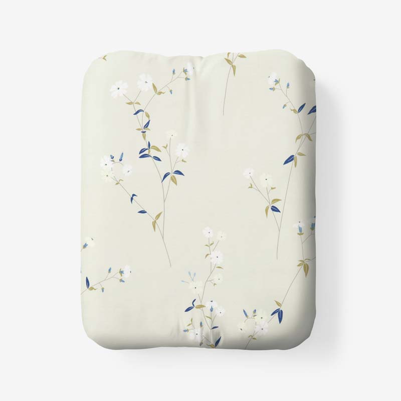 The Company Store Blossom Trail Garment Washed Cotton Percale Fitted Bed Sheet In Neutral