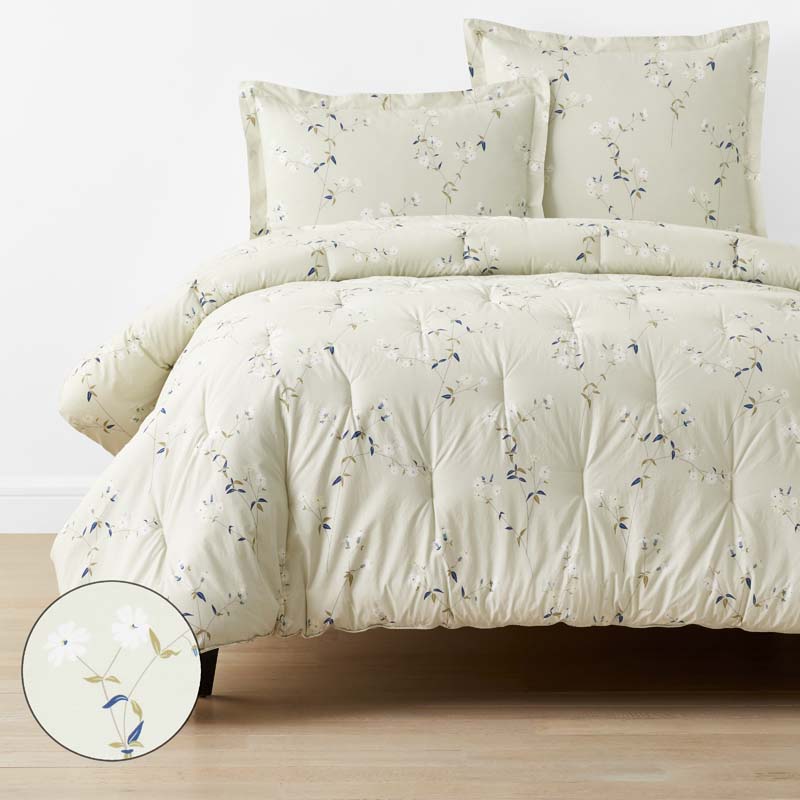 The Company Store Blossom Trail Garment Washed Cotton Percale Comforter In Neutral