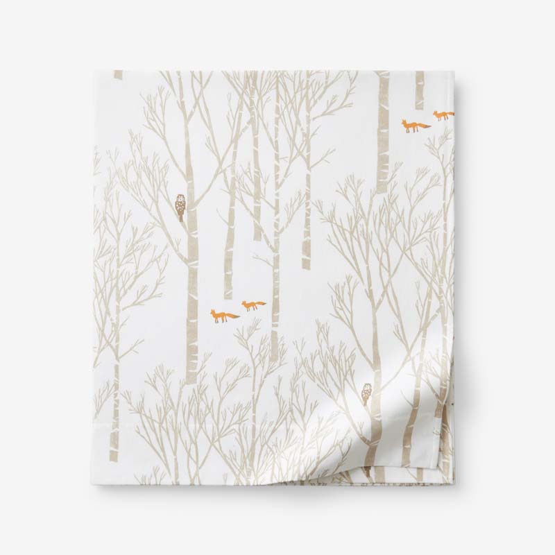 The Company Store Holiday Print Classic Ultra-cozy Cotton Velvet Flannel Flat Bed Sheet In White