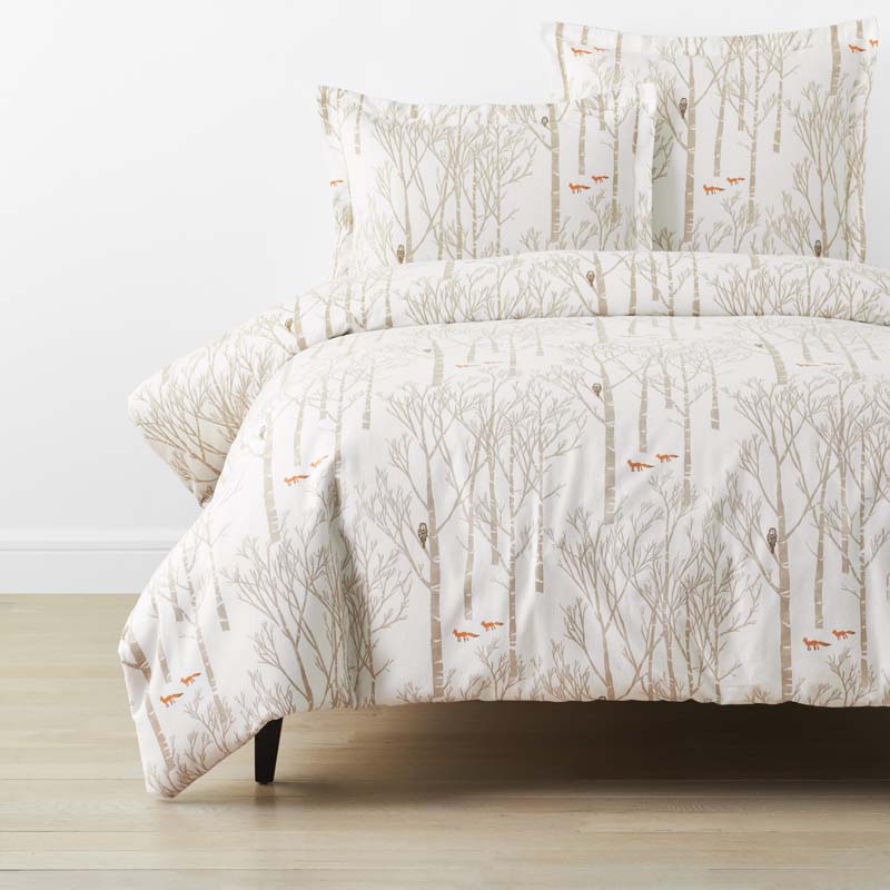 The Company Store Holiday Print Classic Ultra-cozy Cotton Velvet Flannel Duvet Cover In White