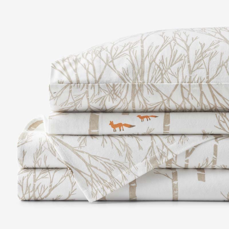 The Company Store Holiday Print Classic Ultra-cozy Cotton Velvet Flannel Bed Sheet Set In Multi