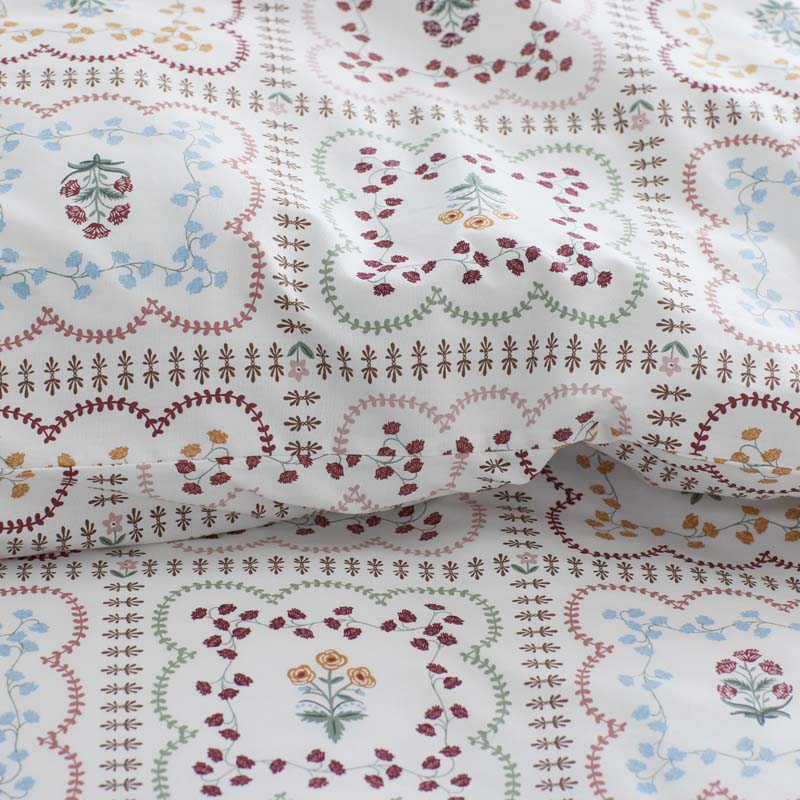 Lottie Classic Cool Cotton Percale Fitted Bed Sheet(Ivory Multi)|61835