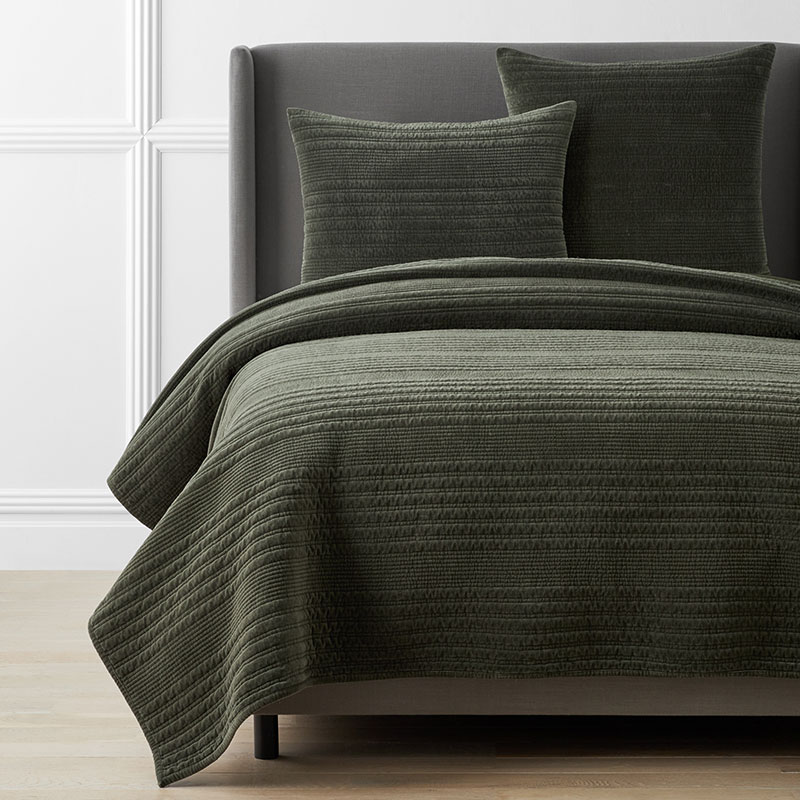 THE COMPANY STORE LINE STITCH VELVET QUILT 