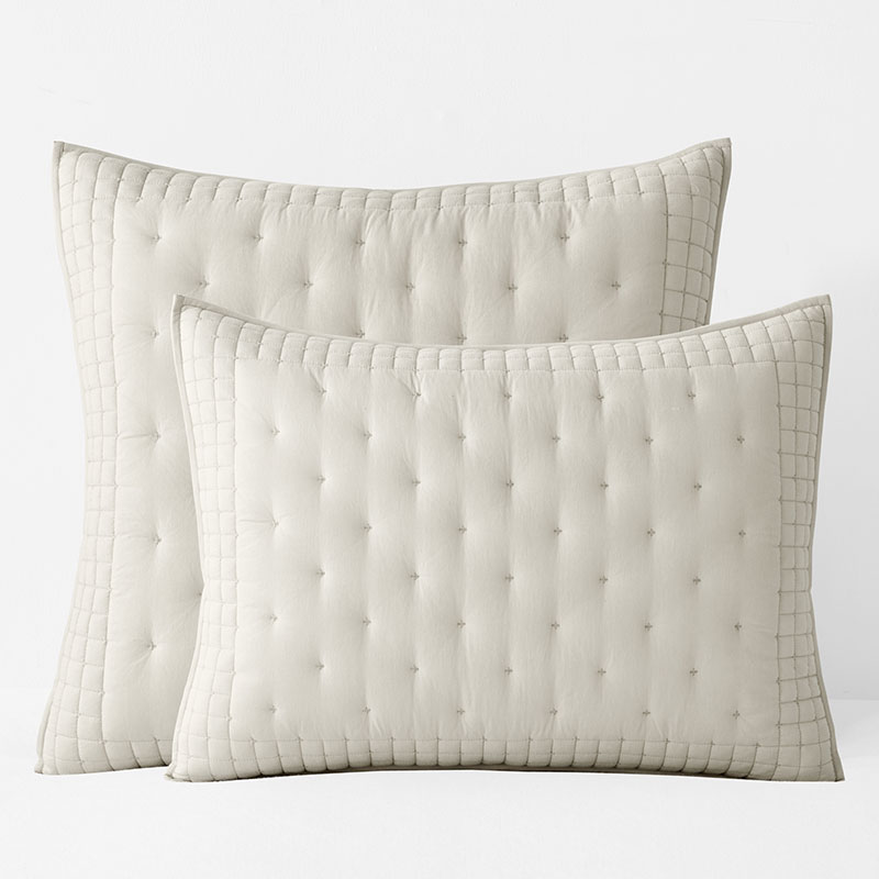 The Company Store Pintuck Quilted Sham In Beige/ivory