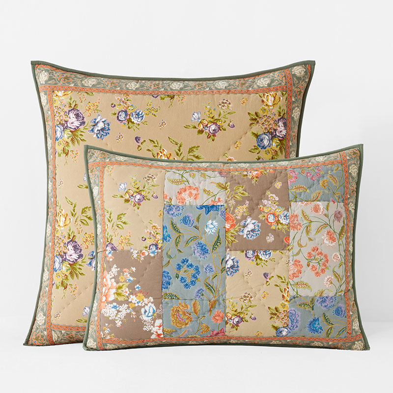 The Company Store Bettina Patchwork Quilted Sham In Beige/red