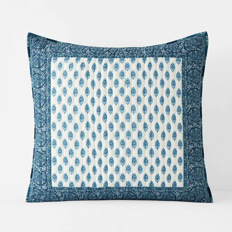 The Company Store Mona Reversible Quilted Sham In Blue/white