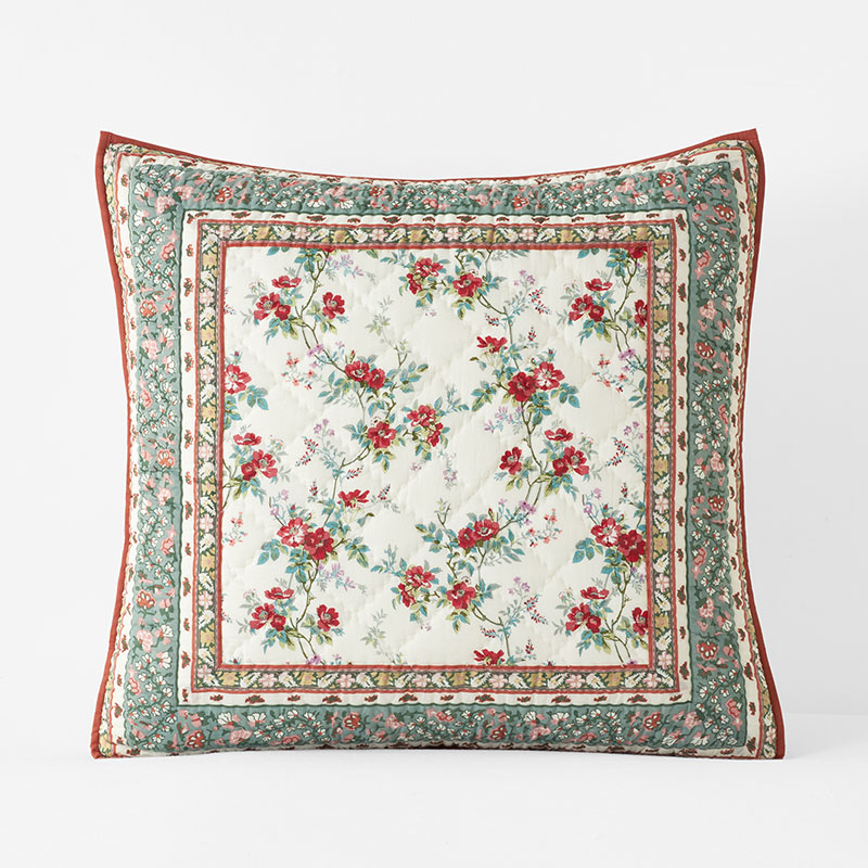 The Company Store Tashi Reversible Quilted Sham In Beige/green/red