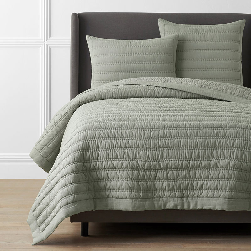 THE COMPANY STORE PREMIUM BREATHABLE WASHED LINEN SOLID QUILT 