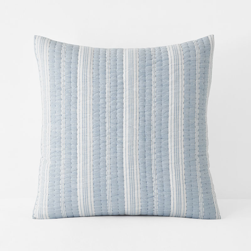 The Company Store Stripe Quilted Sham In Blue