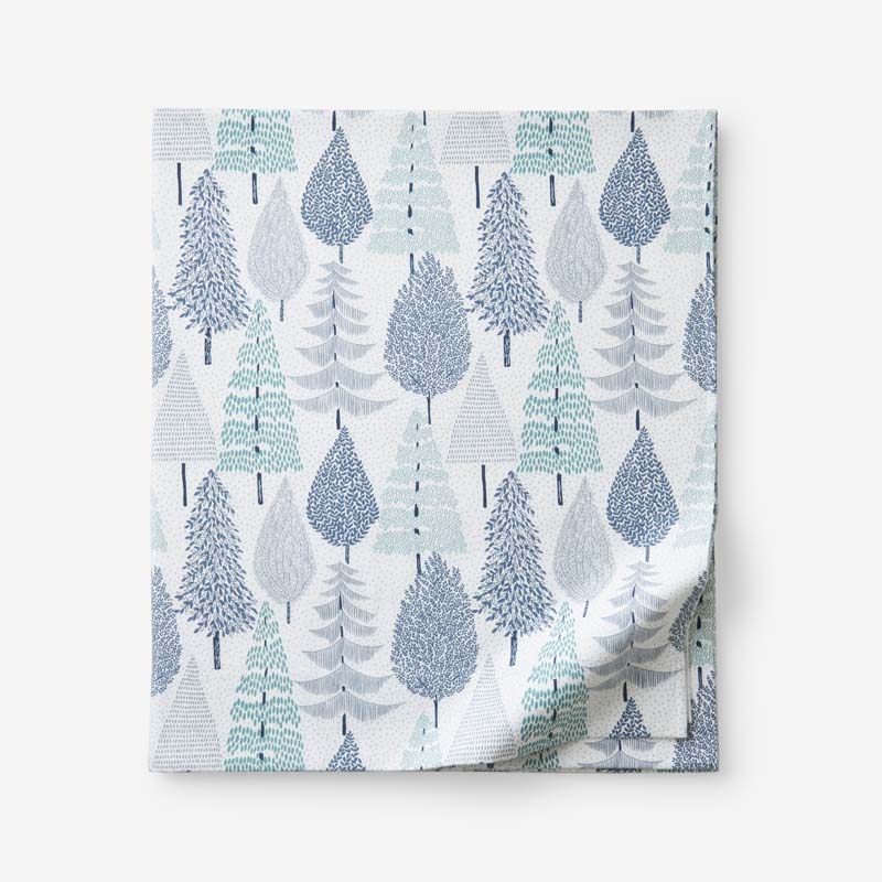 The Company Store Holiday Print Classic Ultra-cozy Cotton Velvet Flannel Flat Bed Sheet In Blue