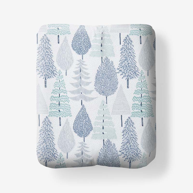 The Company Store Holiday Print Classic Ultra-cozy Cotton Velvet Flannel Fitted Bed Sheet In Blue