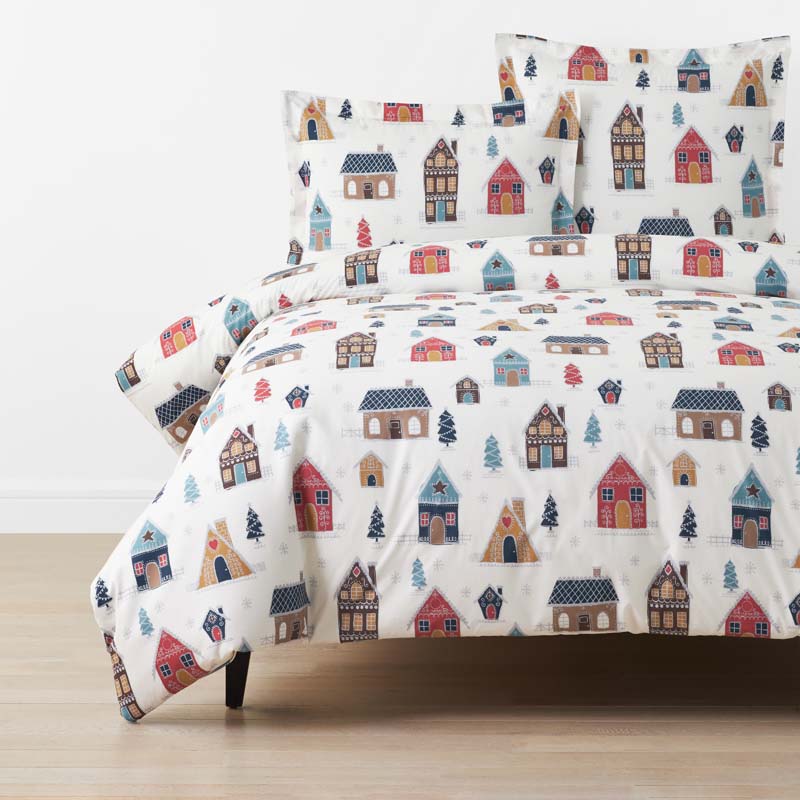 The Company Store Holiday Print Classic Cool Cotton Percale Duvet Cover In Multi