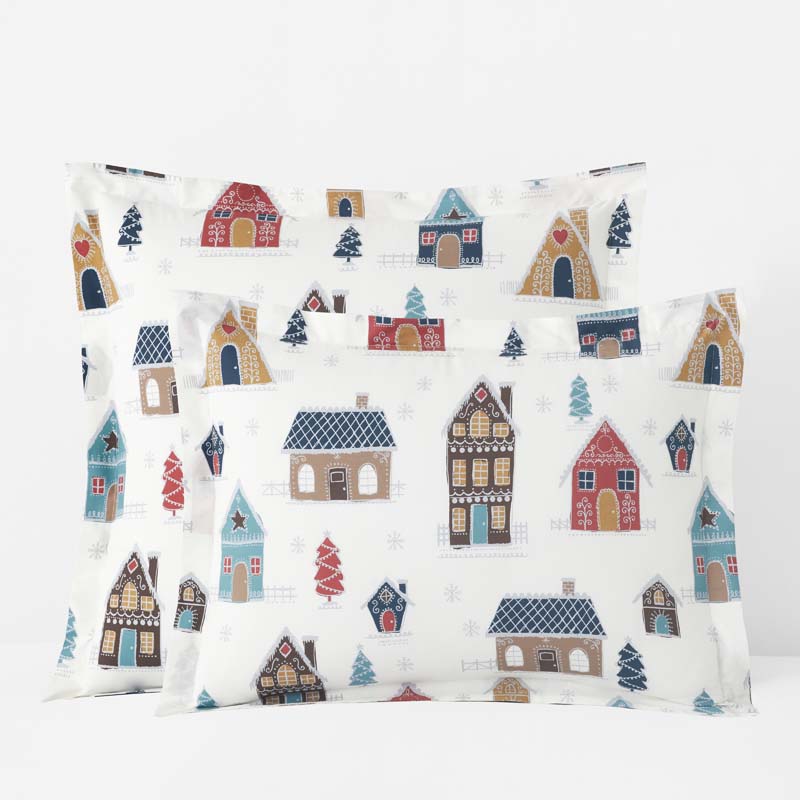 The Company Store Holiday Print Classic Cool Cotton Percale Sham In Multi
