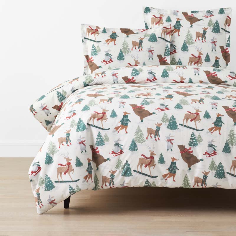 The Company Store Holiday Print Classic Cool Cotton Percale Duvet Cover In Multi