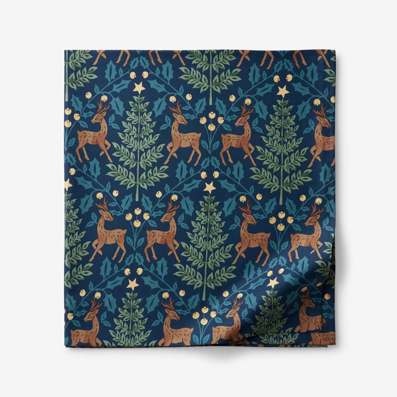 The Company Store Reindeer Classic Smooth Sateen Flat Bed Sheet In Multi