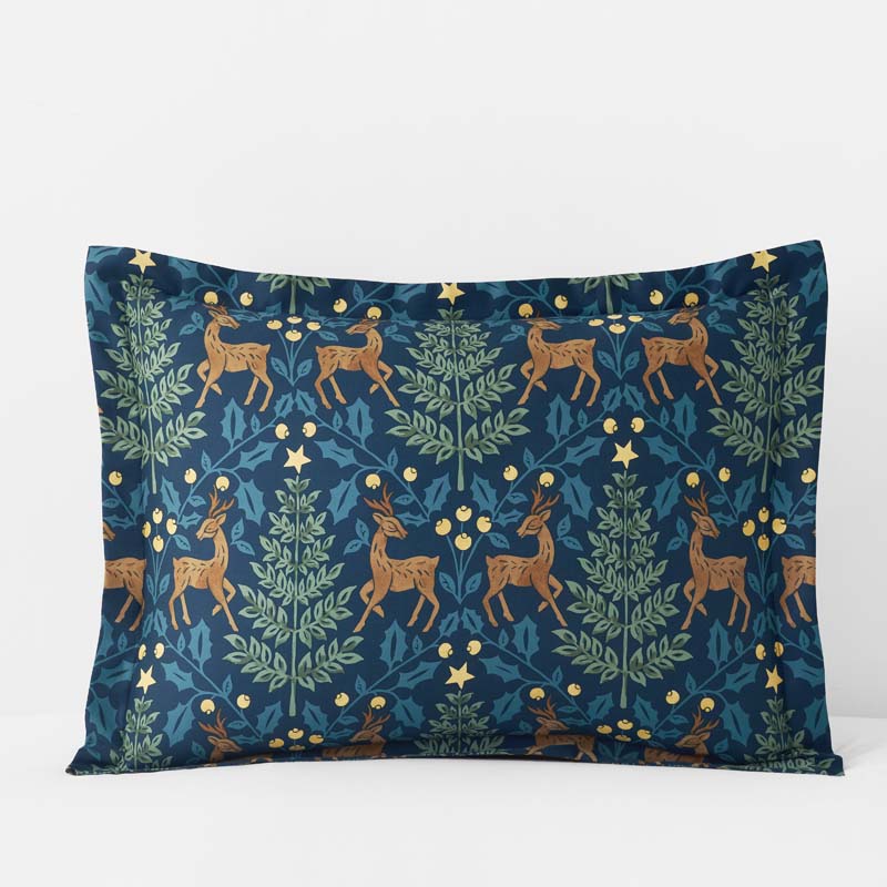 Reindeer Classic Smooth Sateen Sham - Navy, Standard,Navy