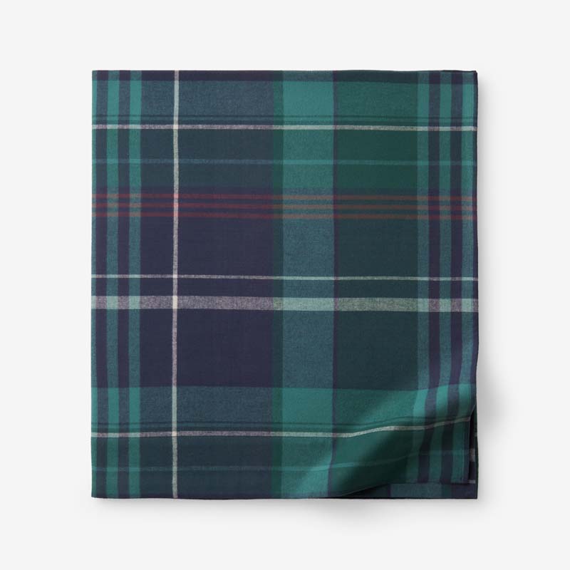 The Company Store Classic Plaid Ultra-cozy Cotton Velvet Flannel Flat Bed Sheet In Multi