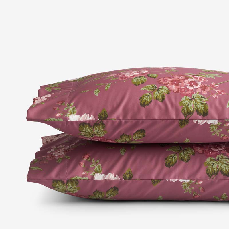 The Company Store Victorian Bloom Premium Smooth Wrinkle-free Sateen Pillowcase Set In Pink
