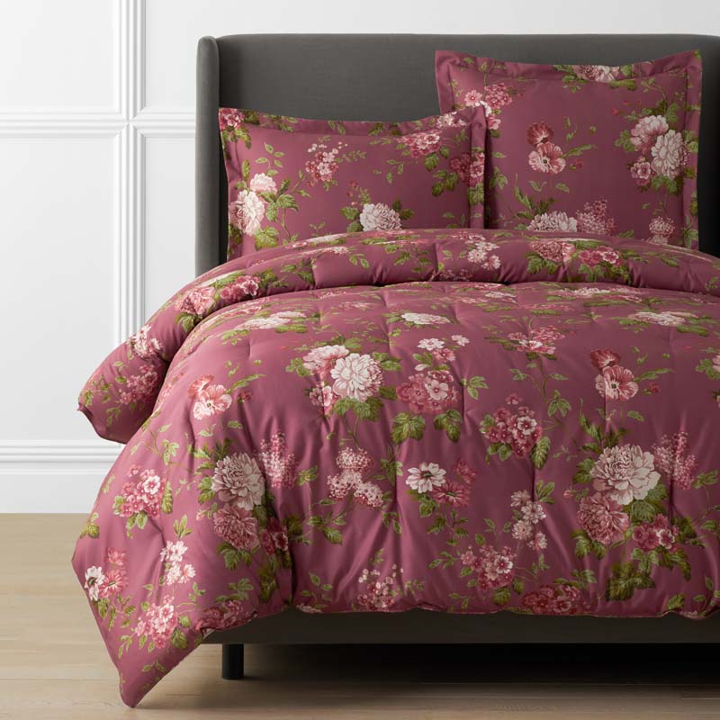 The Company Store Victorian Bloom Premium Smooth Wrinkle-free Sateen Comforter In Red