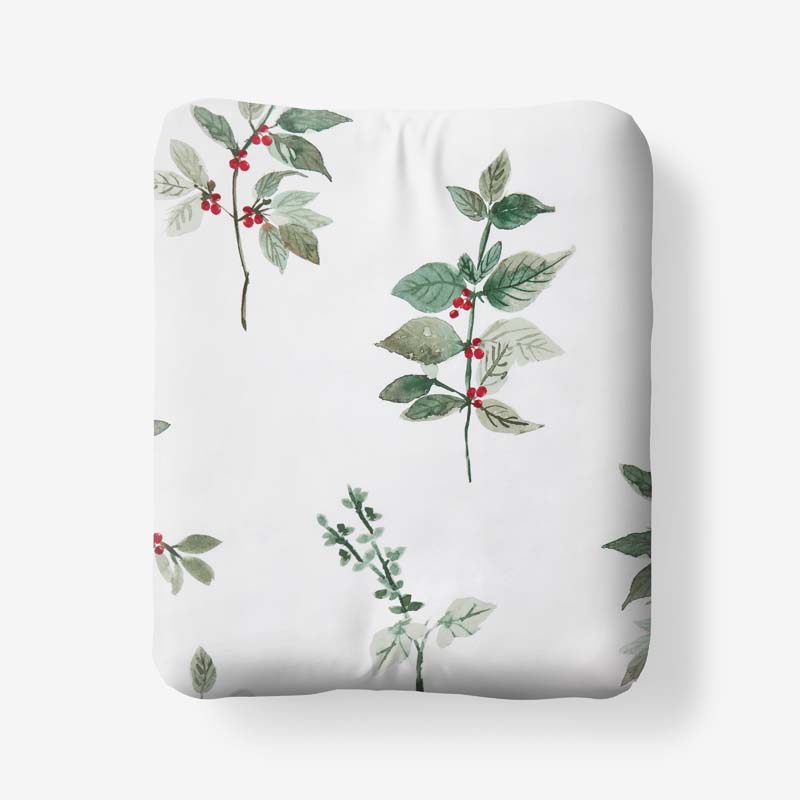 The Company Store Floral Berry Classic Smooth Sateen Fitted Bed Sheet In White