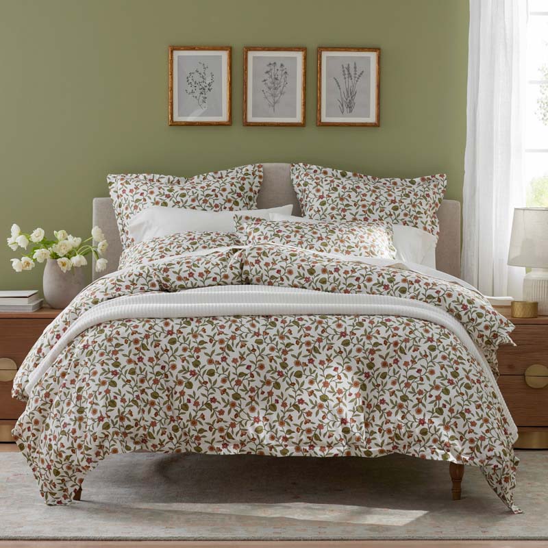 Garden Florals Smooth Wrinkle-Free Sateen Flat Bed Sheet(Cream Multi)|63254