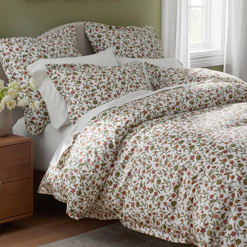 Garden Florals Smooth Wrinkle-Free Sateen Flat Bed Sheet(Cream Multi)|63254