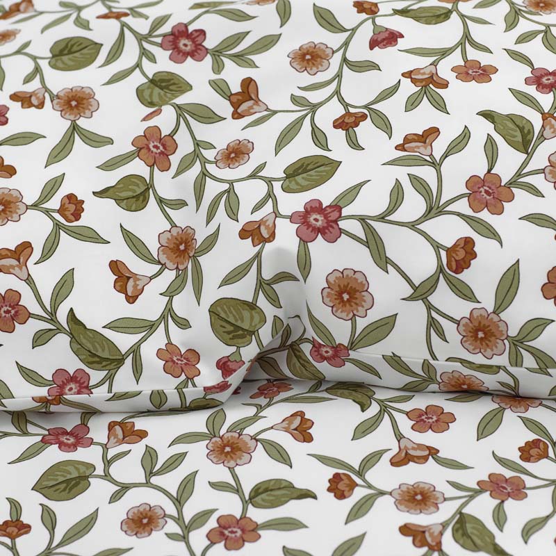 Garden Florals Smooth Wrinkle-Free Sateen Flat Bed Sheet(Cream Multi)|63254