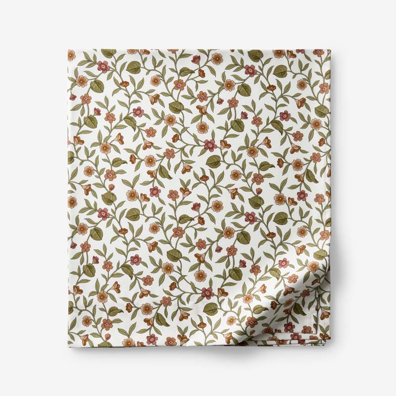 Garden Florals Smooth Wrinkle-Free Sateen Flat Bed Sheet(Cream Multi)|63254