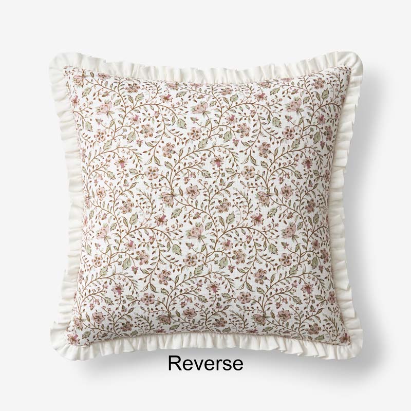Floral Reversible Decorative Square Pillow Cover(Ivory Multi)|60026