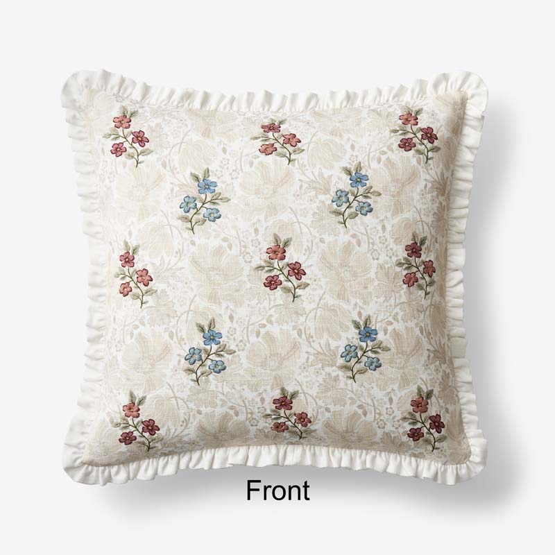 Floral Reversible Decorative Square Pillow Cover(Ivory Multi)|60026