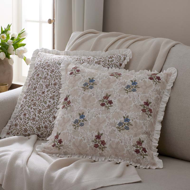 Floral Reversible Decorative Square Pillow Cover(Ivory Multi)|60026