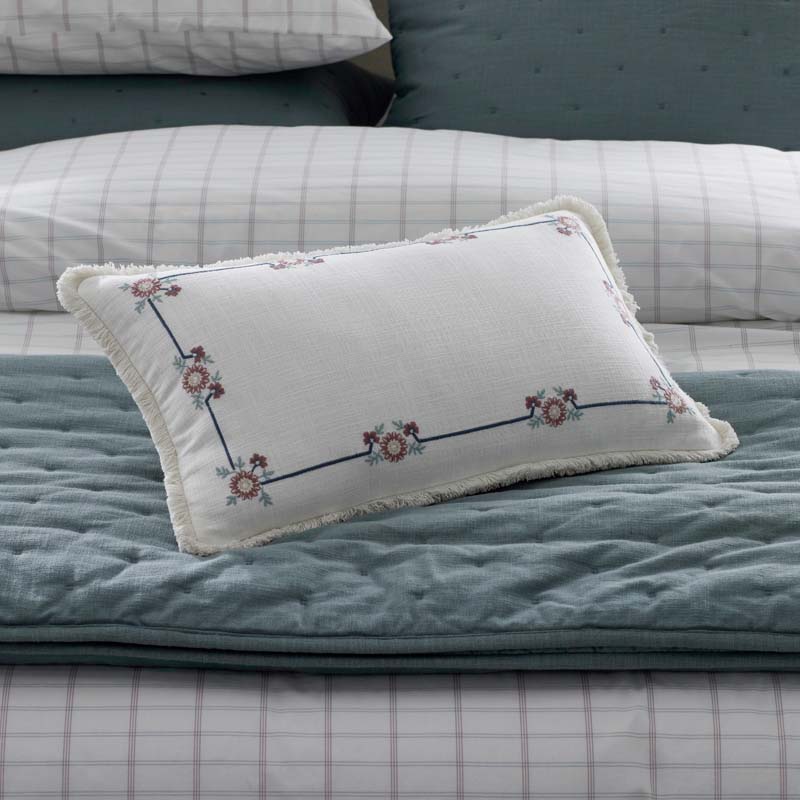 Floral Border Reversible Decorative Lumbar Pillow Cover(Ivory Multi)|63262