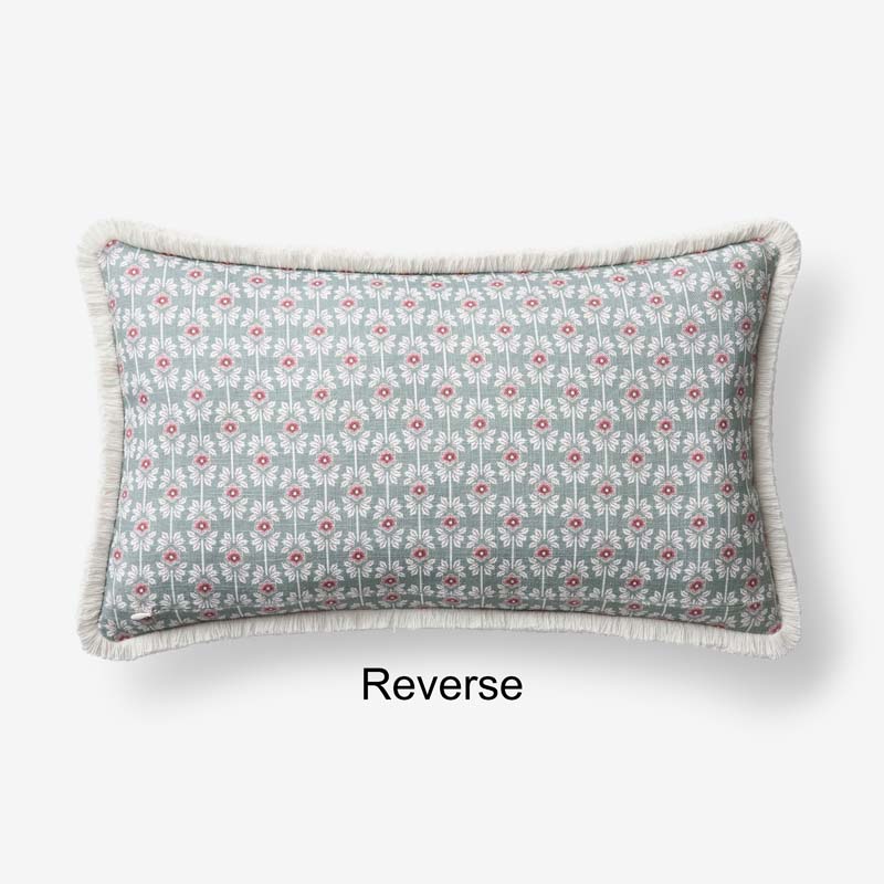 Floral Border Reversible Decorative Lumbar Pillow Cover(Ivory Multi)|63262