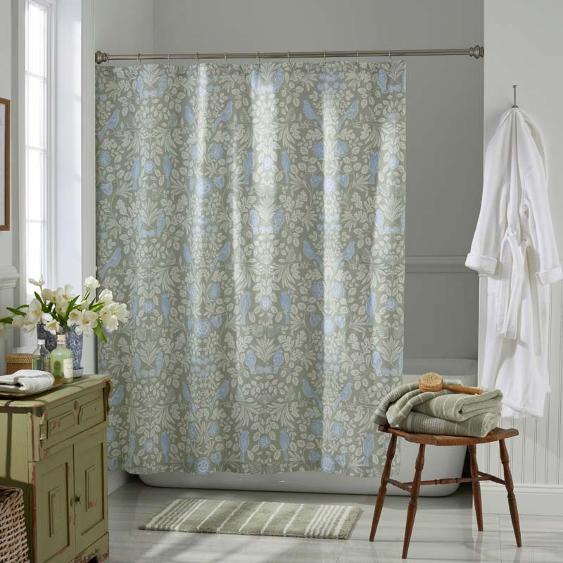 Tira Floral & Bird Percale Shower Curtains | The Company Store